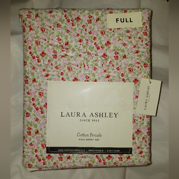 Laura Ashley Emogene Pink Floral Cotton Percale Sheet Set